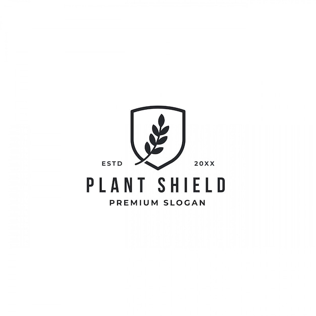 Логотип creative leaves plant shield