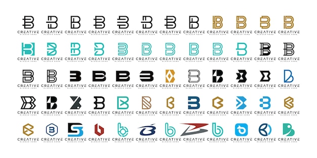 Letter b icon set creative design per affari di lusso elegante semplice