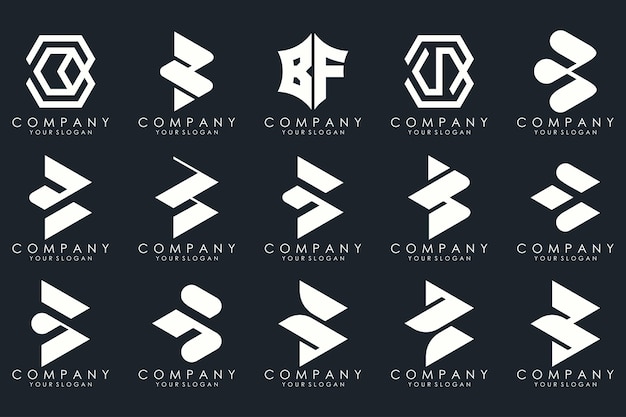 Creative letter B logo icon set design for business of luxury elegant simple