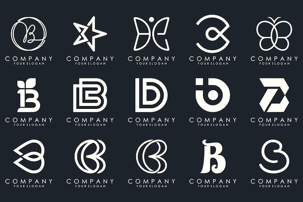 Vector creative letter b logo icon set design for business of luxury elegant simple