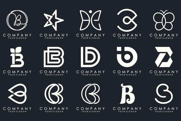 Vector creative letter b logo icon set ontwerp voor zaken van luxe elegant eenvoudig