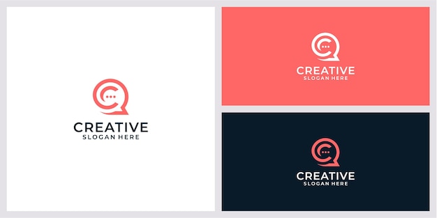 Creative letter c and chat logo concept