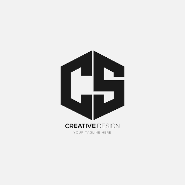 Logo creativo della lettera cs a forma esagonale