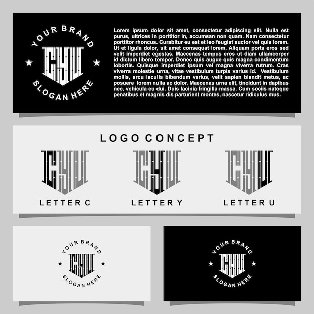 Creative letter c y u monogram logo design template