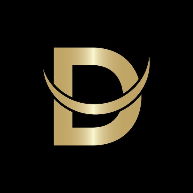 Creative letter D Logo Design Vector Template logotype gold color and black background