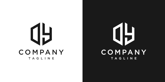 Creative Letter DY Monogram Hexagon Logo Design Icon Template White and Black Background