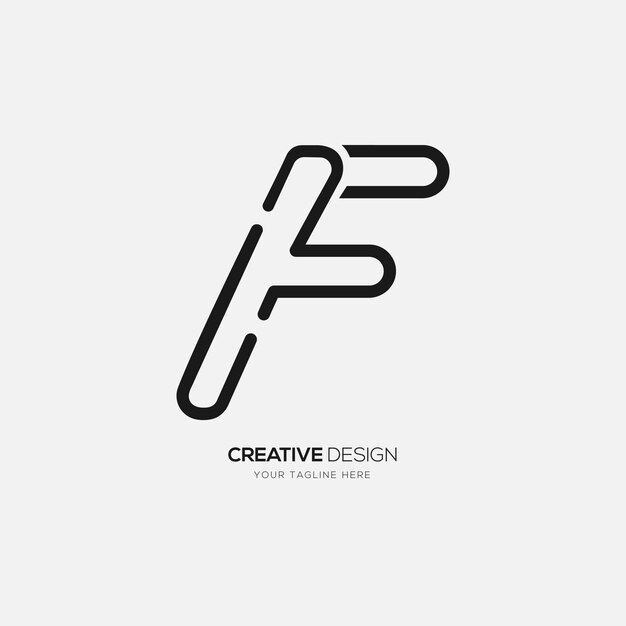 Creative letter F line art minimal logo