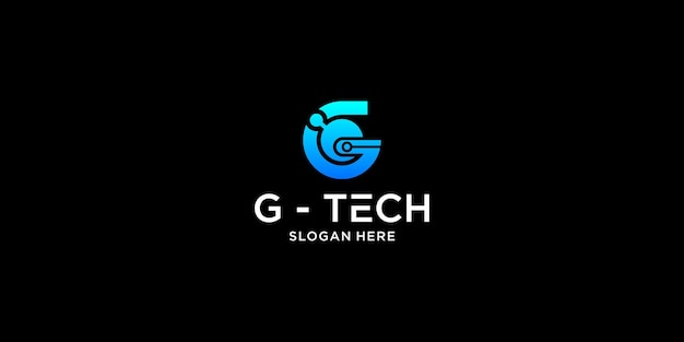 창의적인 글자 G 기술 로고 디자인과 현대적인 스타일의 프리미엄 터