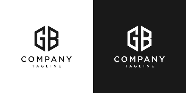 Вектор Креативная буква gb monogram hexagon logo design icon template white and black background