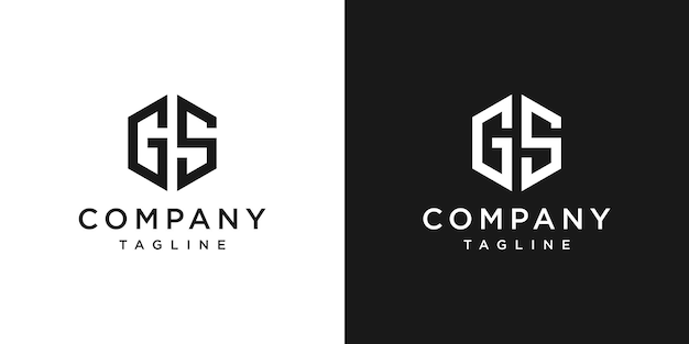 Креативная буква GS Monogram Hexagon Logo Design Icon Template White and Black Background