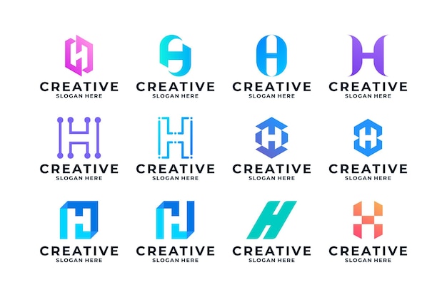 Collezione di design del logo creative letter h