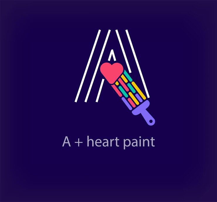 Vector creative letter a heart paint logo unique color transitions unique linear letter a coloring letter