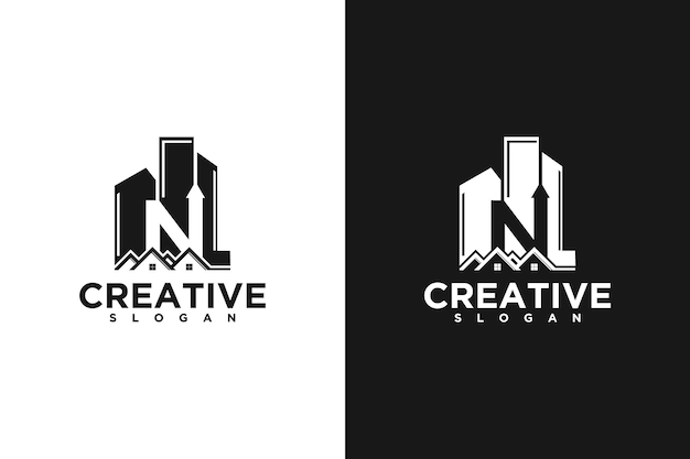 Logo iniziale della lettera creativa con il concetto di costruzione