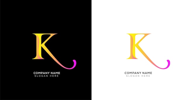 Design creativo del logo della lettera k con colore diverso