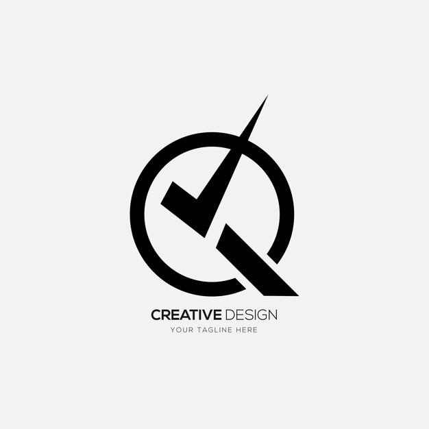 Creative letter K Q circle shape monogram logo