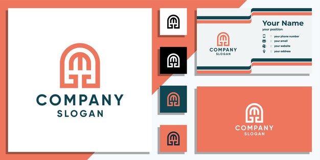 Vector creative letter m logo design template and business card