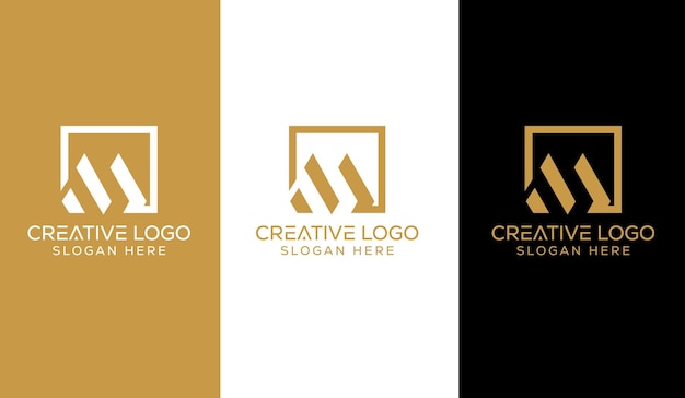 Креативная буква m монограмма логотип дизайн концепции