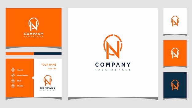 Creative letter n logo concept and business card premium Premium Vector