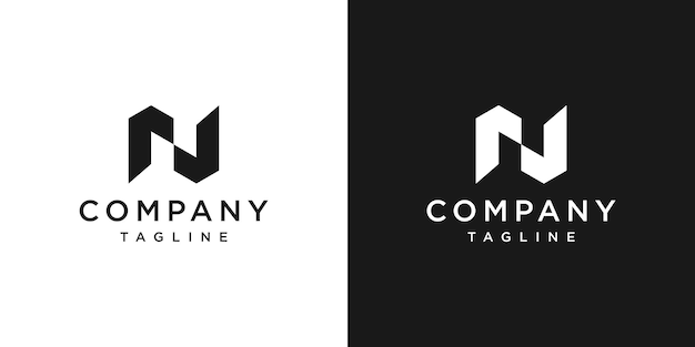 Креативная буква N Monogram Design Icon Template White and Black Background