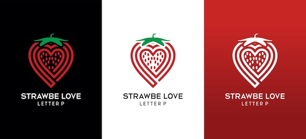 Creative letter p strawberry logo design