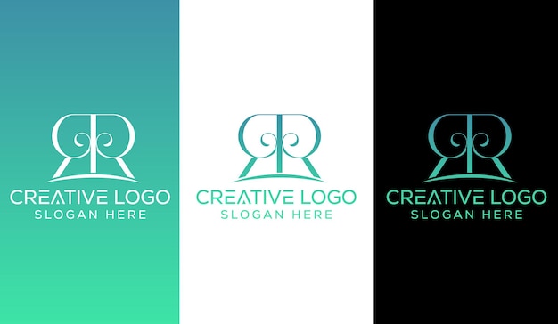 Vector creative letter rr monogram logo design concept symbol icon typography