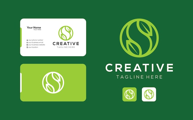 Creative letter S with leaf element logo design for your company