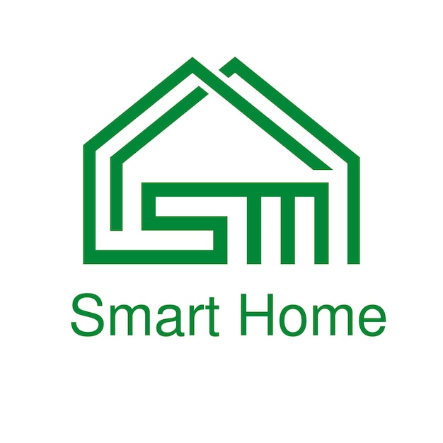 creative letter sm smart home vector logo