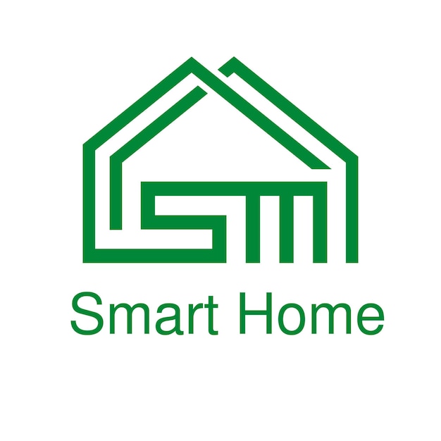 Creative Letter SM Smart Home Vector Logo