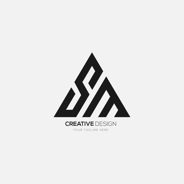 Creative letter Sm triangle shape monogram logo