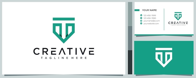 Creative letter t logo  concept and business card premium