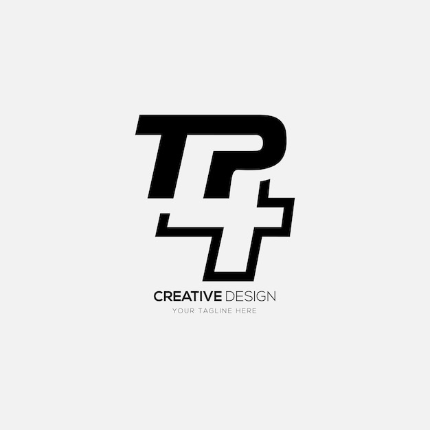 Креативная буква tp 4 концепция дизайна логотипа с отрицательным пространством