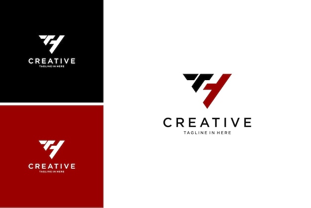 creative letter TH logo design with geometric vector