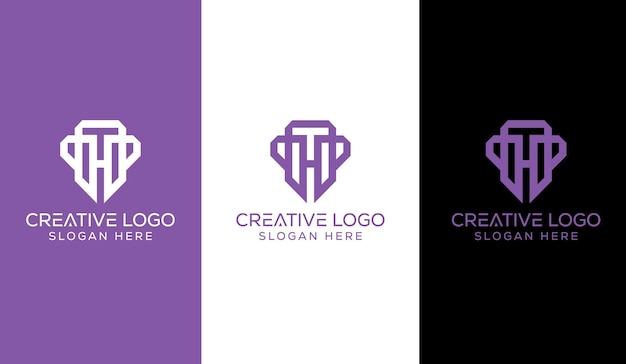 創造的な手紙 TH モノグラム ロゴ デザイン コンセプト