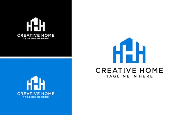 creative letter triple H logo with house vector template