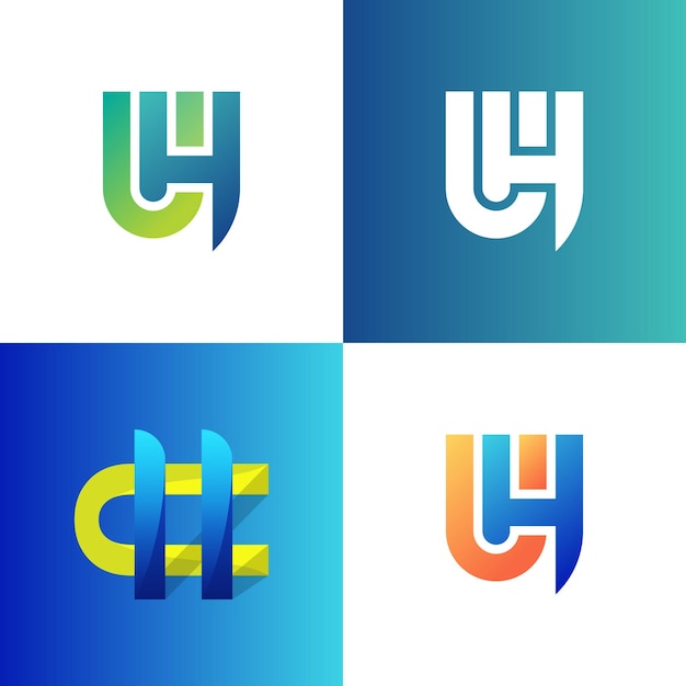 Design creativo del logo della lettera uh