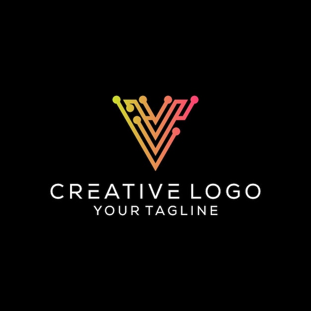 Lettera creativa v logo tecnologia vettore