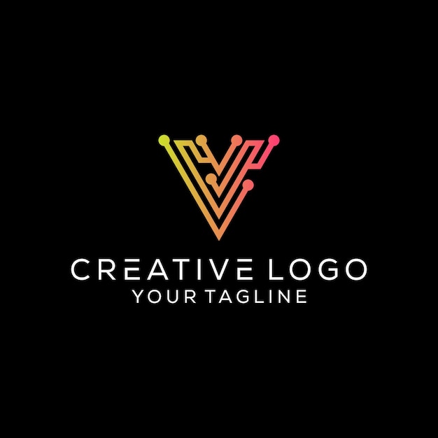 Creative letter v technology logo vector