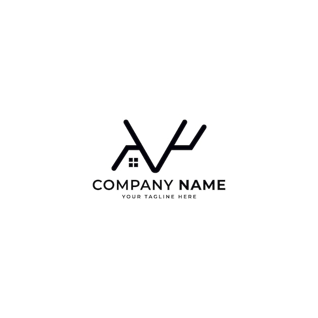 Creative letter vf or fv triangle shape monogram home logo