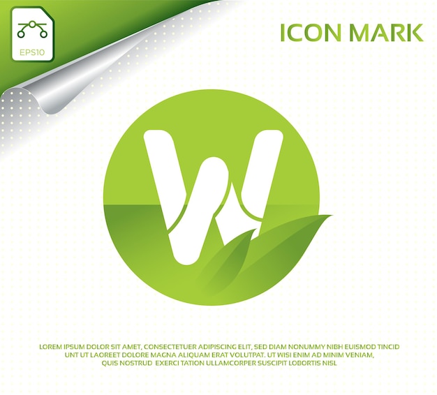 Creative letter w and modern green leaf logo design