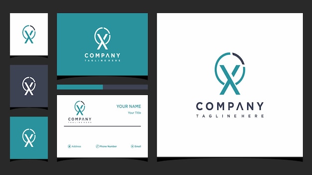 Creative letter x logo concept and business card premium Premium Vector