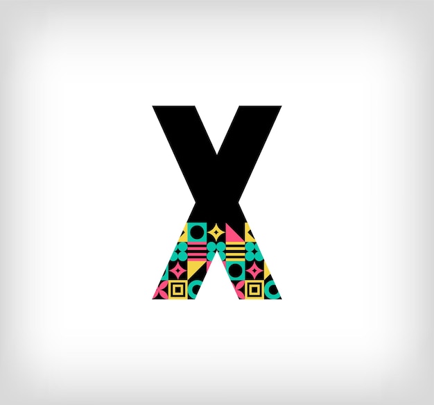 Творческая буква X Логотип из больших букв с геометрическими формами Творческое образование красочное