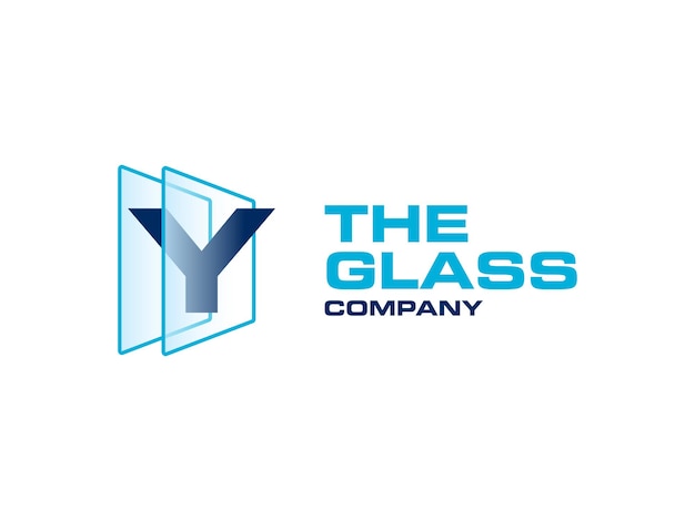 Vettore lettera creativa di vetro y per il logo dell'azienda lettera attraverso il simbolo delle fabbriche di vetro cristallino