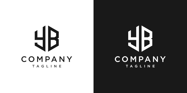 Креативная буква yb monogram hexagon logo design icon template white and black background