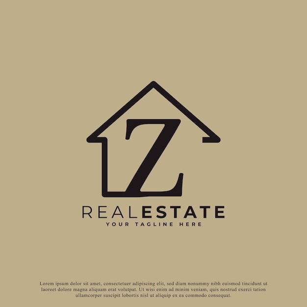 Creative letter z house logo design house symbol geometric linear style for real estate logos