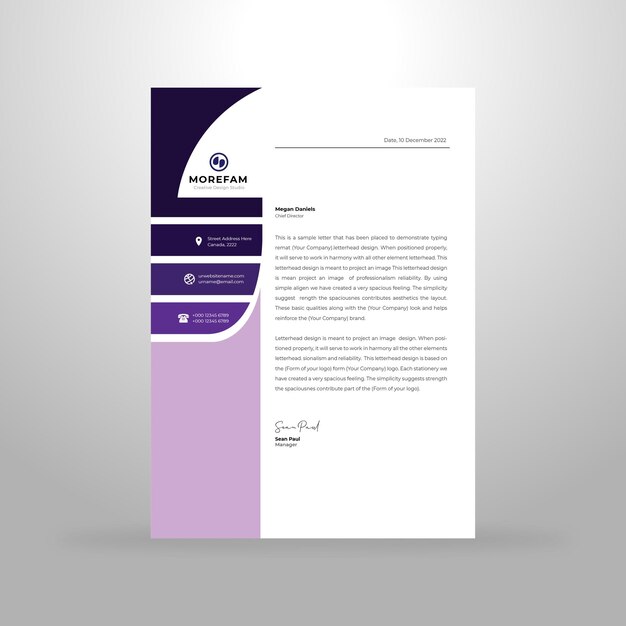 Creative letterhead design template premium vector