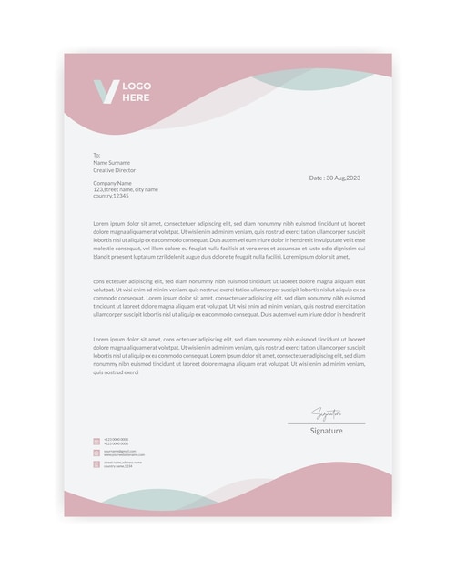 Vector creative letterhead template design business minimal letterhead design template