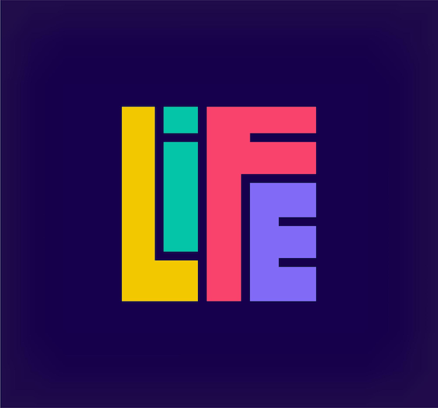 Creative life lettering logotype Unique color transitions Life lettering logo template in unique