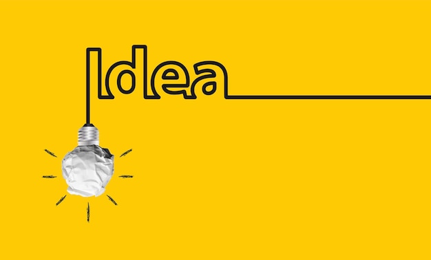 Idea creativa della lampadina e design della palla di carta stropicciata illustrazione vettoriale