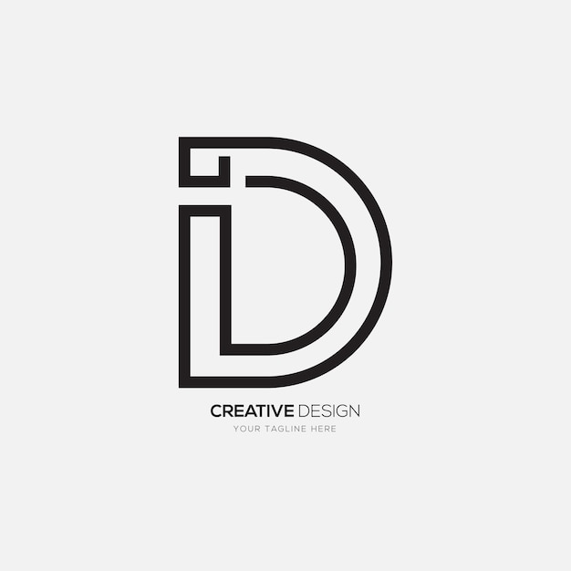 Creative line art letter I D simple minimal shape logo