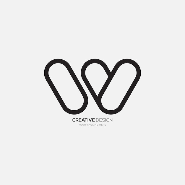 Creative line art letter WV negative space modern unique elegant logo